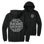 PRAY MORE WORRY LESS HOODIES - WHITE/BLACK/GREY INK