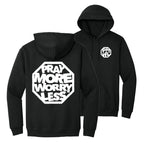 PRAY MORE WORRY LESS HOODIES - WHITE/BLACK/GREY INK