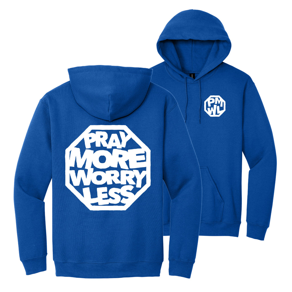 PRAY MORE WORRY LESS HOODIES - WHITE/BLACK/GREY INK
