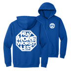 PRAY MORE WORRY LESS HOODIES - WHITE/BLACK/GREY INK
