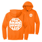 PRAY MORE WORRY LESS HOODIES - WHITE/BLACK/GREY INK