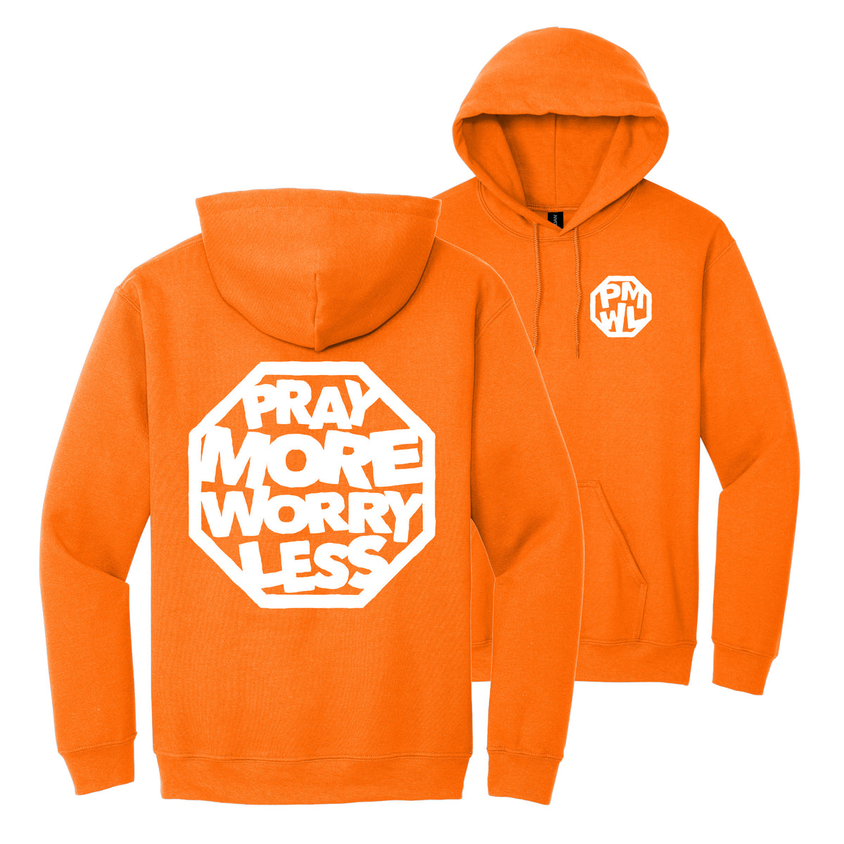 PRAY MORE WORRY LESS HOODIES - WHITE/BLACK/GREY INK