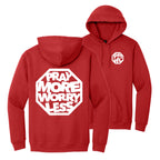PRAY MORE WORRY LESS HOODIES - WHITE/BLACK/GREY INK