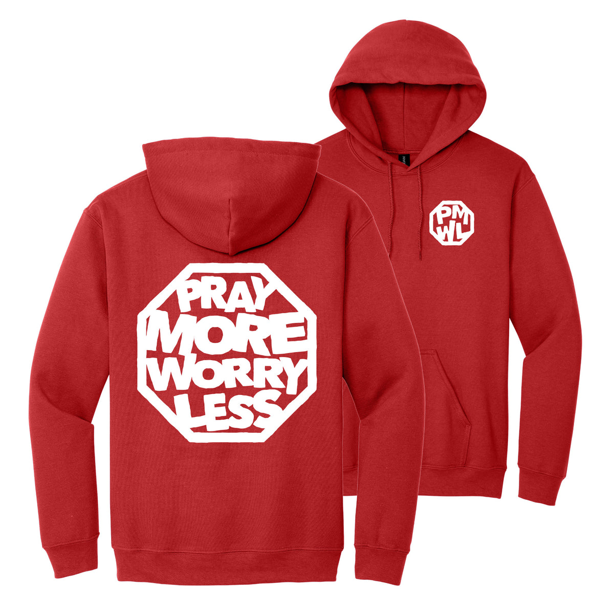 PRAY MORE WORRY LESS HOODIES - WHITE/BLACK/GREY INK