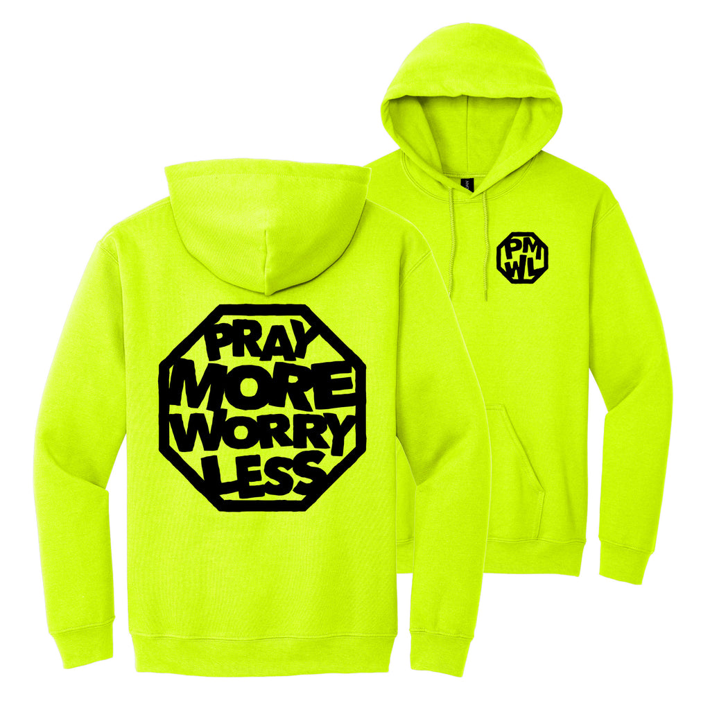 PRAY MORE WORRY LESS HOODIES - WHITE/BLACK/GREY INK