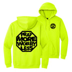 PRAY MORE WORRY LESS HOODIES - WHITE/BLACK/GREY INK