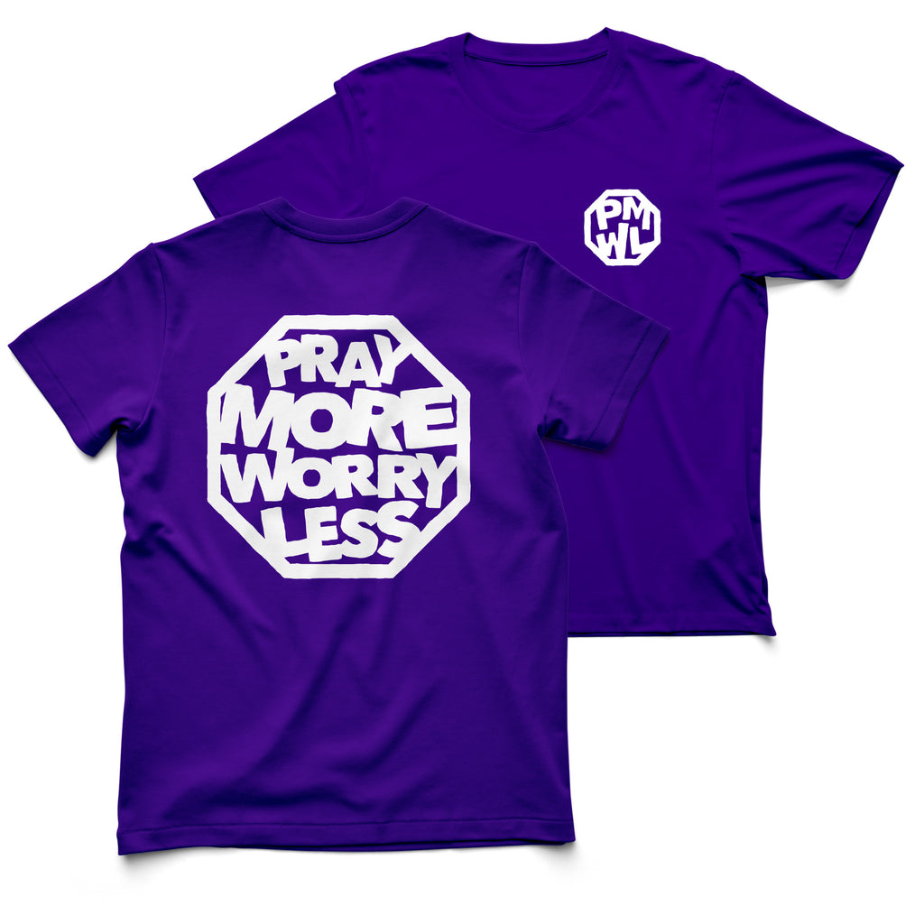 PRAY MORE WORRY LESS T-SHIRT - White/Black ink