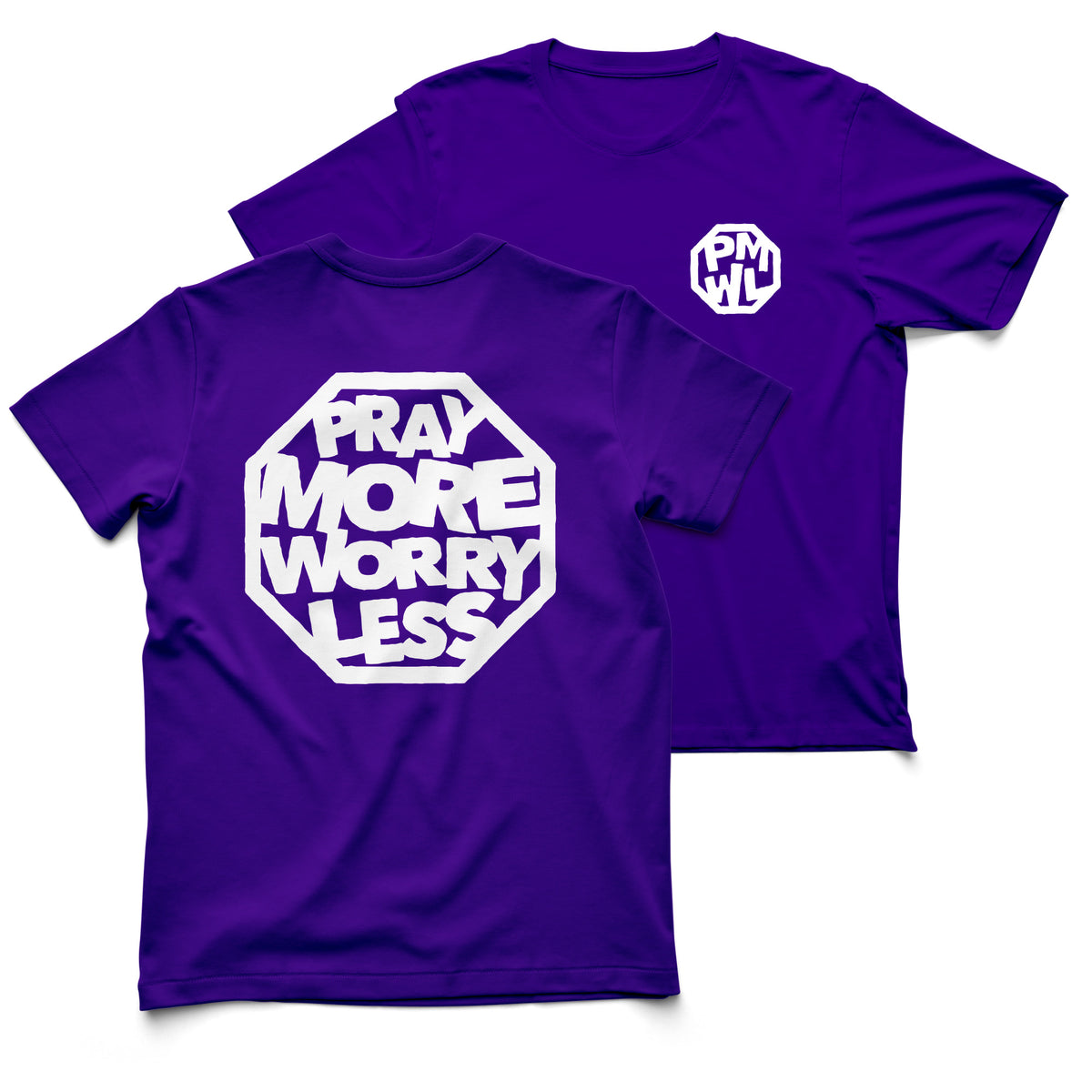 PRAY MORE WORRY LESS T-SHIRT - White/Black ink