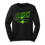 NEON GREEN INDY CRUSH L.SLEEVE TSHIRT - W/ FRONT, BACK, SLEEVE PRINT