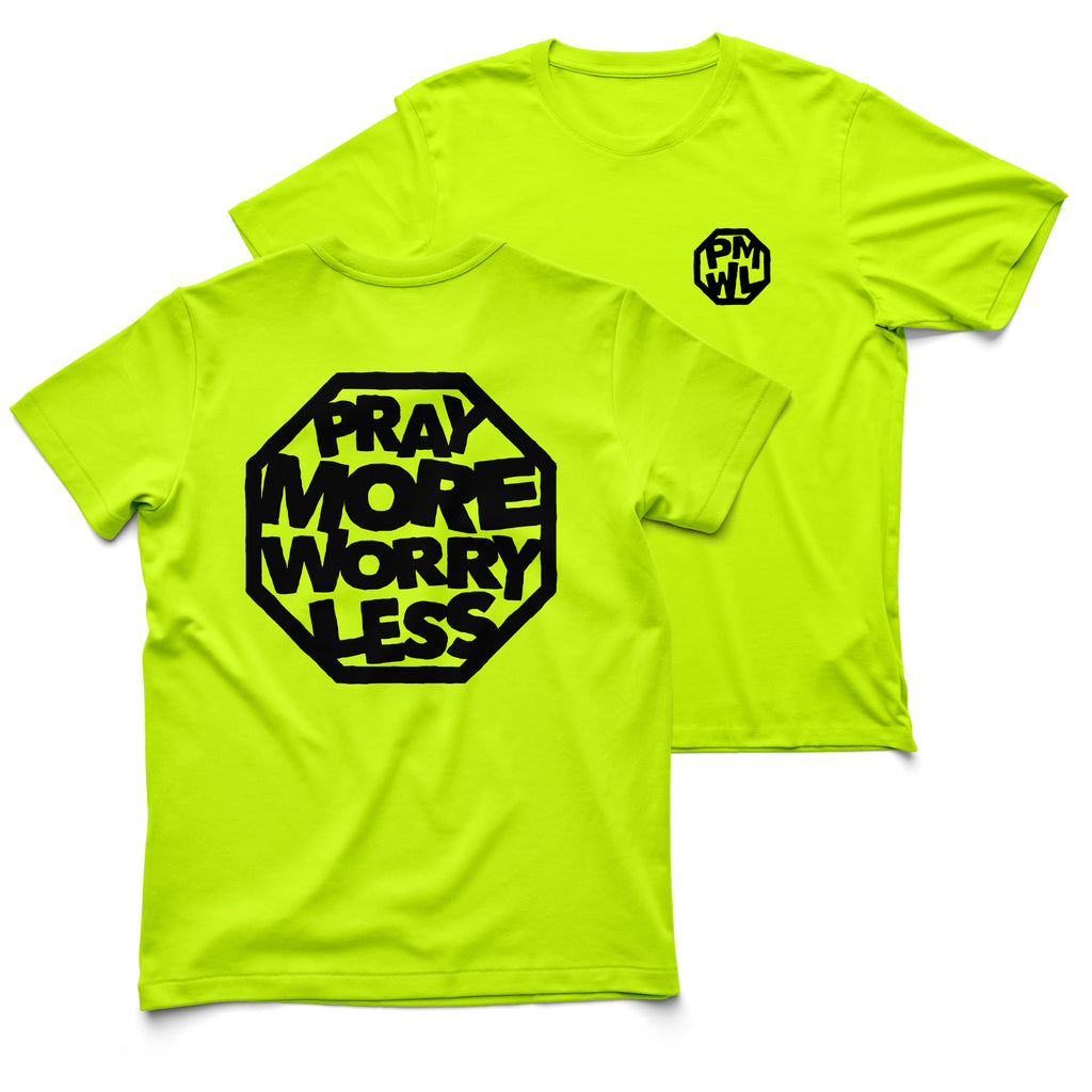 PRAY MORE WORRY LESS T-SHIRT - White/Black ink