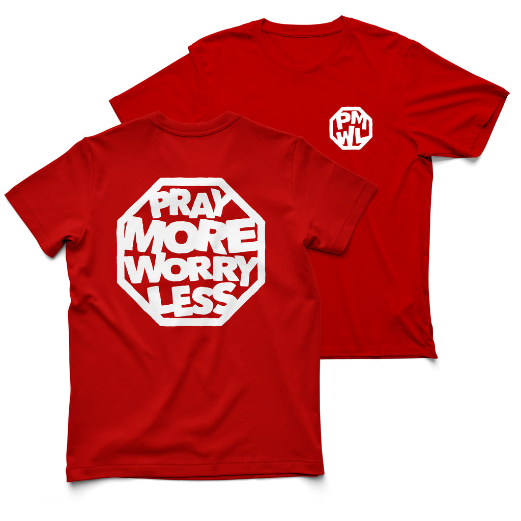 PRAY MORE WORRY LESS T-SHIRT - White/Black ink