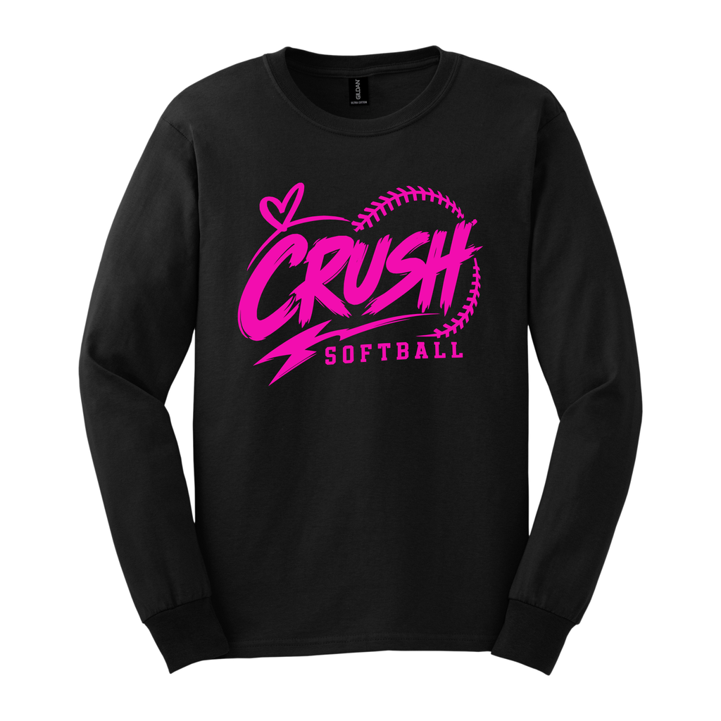NEON PINK INDY CRUSH L.SLEEVE TSHIRT - FRONT, BACK, SLEEVE PRINT